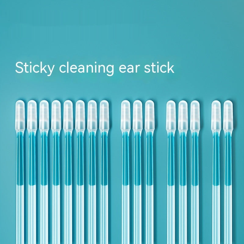 Auvela sticky-tip ear cleaning sticks in an aqua storage box